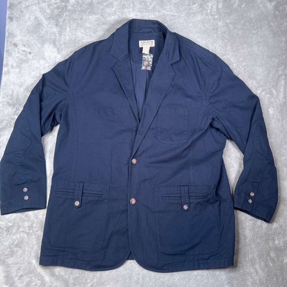 Duluth Trading Twill Presentation Jacket Mens 2XLT Tall Navy Blue Blazer NEW